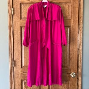 Vintage Blossom Rosen Fuchsia Pink Lightweight Open Coat Small